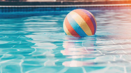 A beach ball floating in a pool. Generative AIの素材