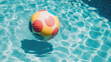 A beach ball floating in a pool. Generative AIの素材