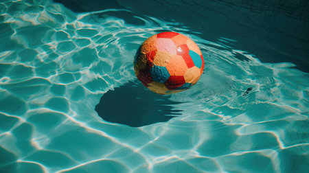 A beach ball floating in a pool. Generative AIの素材