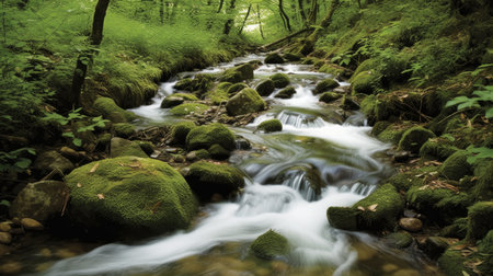 A cascading stream. Generative AIの素材