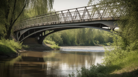 A bridge spanning a river. Generative AIの素材