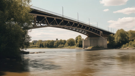 A bridge spanning a river. Generative AIの素材