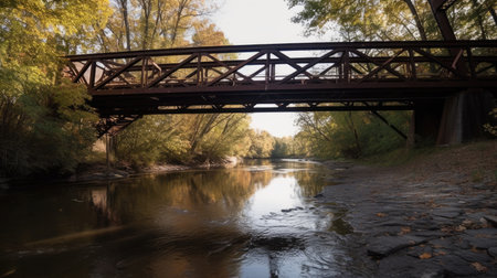 A bridge spanning a river. Generative AIの素材