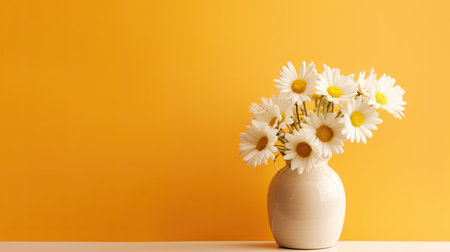 A vase of daisies. Web banner with copy space. Generative AIの素材