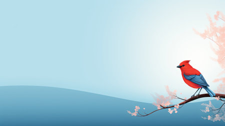 Bird on a tree branch. Web banner with copy space. Generative AIの素材