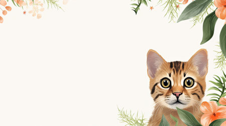 Cute cat. Web banner with copy space. Generative AIの素材