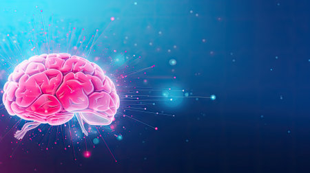 Brain, science, intelligence. Web banner with copy space. Generative AIの素材
