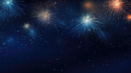 Fireworks in night sky, explosion. Web banner with copy space. Generative AIの素材