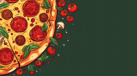 Pizza. Web banner with copy space. Generative AIの素材