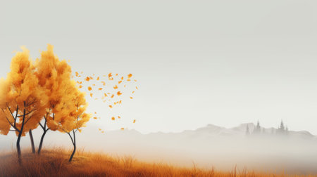 Autumn nature, fall, trees. Web banner with copy space. Generative AIの素材