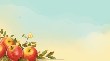 Rosh hashanah, jewish New Year holiday, traditional symbols. Web banner with copy space. Generative AIの素材