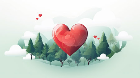 World heart day. Web banner with copy space. Generative AIの素材