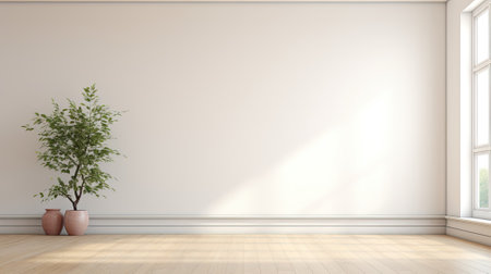 Empty room, modern interior design, wall. Web banner with copy space. Generative AIの素材