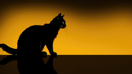 Spooky black cat silhouetteの素材
