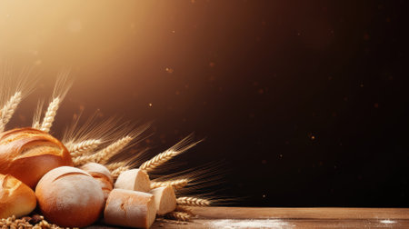 Different bread. Web banner with copy space. Generative AIの素材