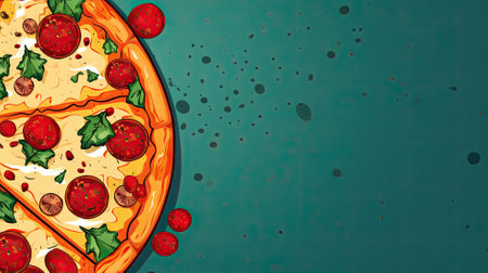 Pizza. Web banner with copy space. Generative AIの素材
