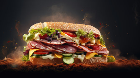 Sandwich. Web banner with copy space. Generative AIの素材