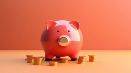 3d pig for saving money, coins and cashの素材