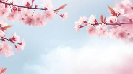 Beautiful pink sakura flowers, spring backgroundの素材