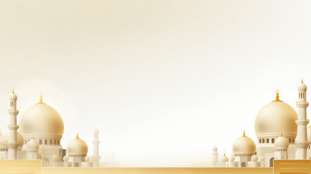 White mosque with dome and minaret, ramadan, mubarak, eidの素材