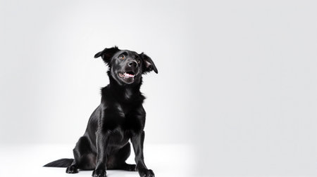 Happy dog, isolated background with copy spaceの素材