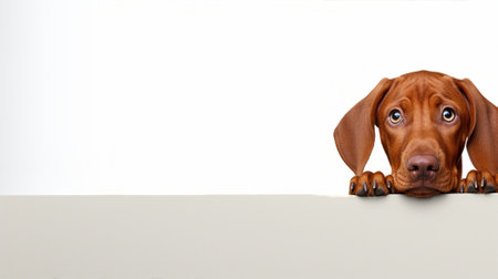 Vizsla, brown dog, isolated background with copy spaceの素材