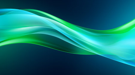 Green waves, abstract blue backgroundの素材