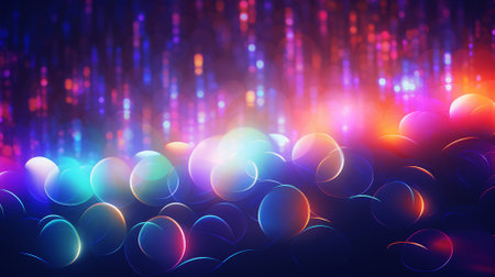 Mesmerizing abstract of intertwining bubbles in radiant hues, exuding a whimsical and ethereal glow against a vibrant backdropの素材