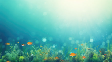 Fish, underwater. Web banner with copy space. Generative AIの素材