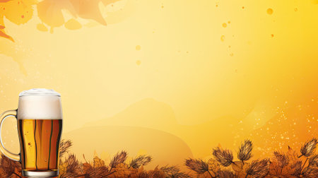 Glass of beer, alcohol beverage, Oktoberfest. Web banner with copy space. Generative AIの素材