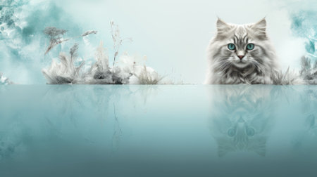 Cute cat. Web banner with copy space. Generative AIの素材
