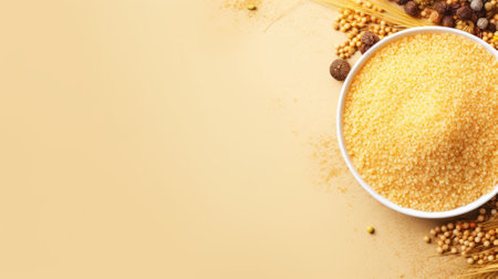 Cous cous, couscous. Web banner with copy space. Generative AIの素材