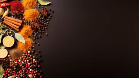 Different spices. Web banner with copy space. Generative AIの素材