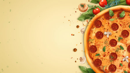 Pizza. Web banner with copy space. Generative AIの素材