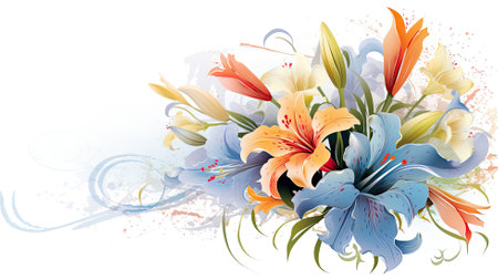 Flower bouquet, floral arrangement background. Web banner with copy space. Generative AIの素材