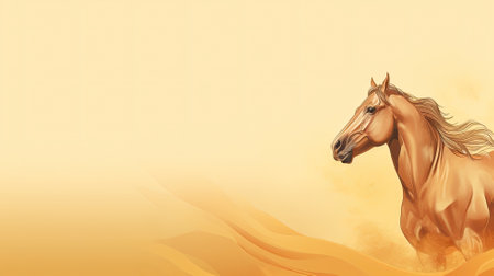 Horse. Web banner with copy space. Generative AIの素材
