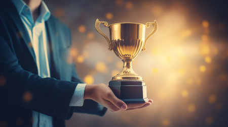 Business award, trophy, prize for winnerの素材