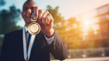 Business award, trophy, prize for winnerの素材