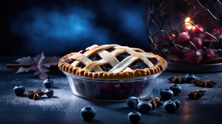 Blueberry pie with a lattice crustの素材