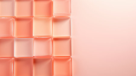 Glass cubes with peach and pink tones on a gradient backgroundの素材