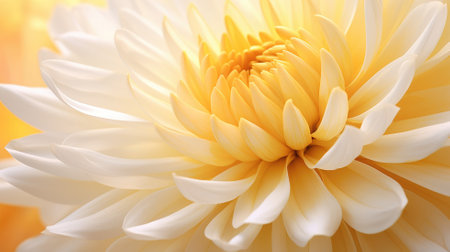 Close-up of a yellow chrysanthemum with detailed petalsの素材