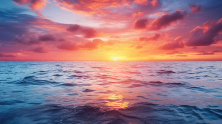 Dramatic cloudscape over the ocean at sunsetの素材