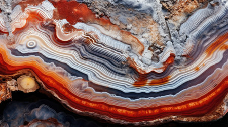 Macro shot of an agate stone with layered patternsの素材