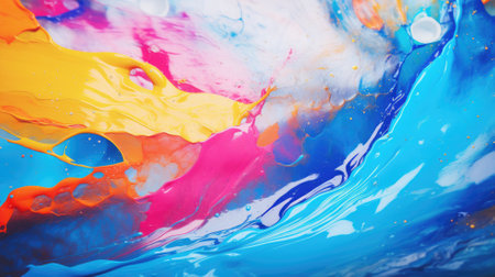 Abstract vibrant swirls of paint in a fluid art patternの素材