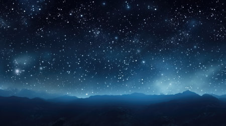Starry night over serene mountain landscapeの素材