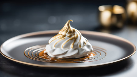 Meringue dessert with golden syrupの素材