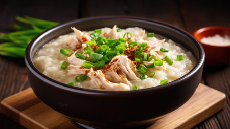 Chicken congee in a bowlの素材