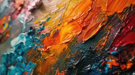 Vibrant oil paint strokes on canvasの素材