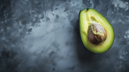 Half-cut avocado on a textured backgroundの素材