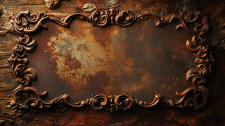 Ornate vintage frame on a rustic wallの素材